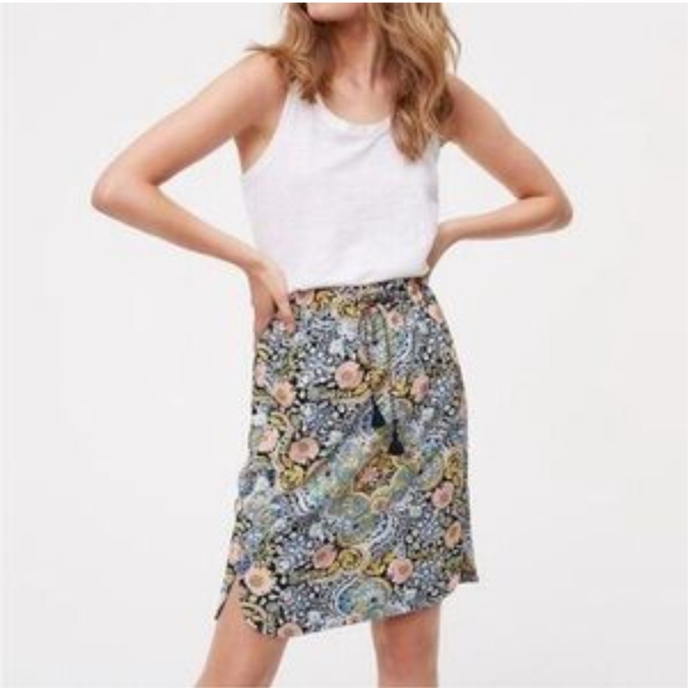 Loft Floral Tapestry Drawstring With‎ Elastic Band Skirt, Women's Size Medium